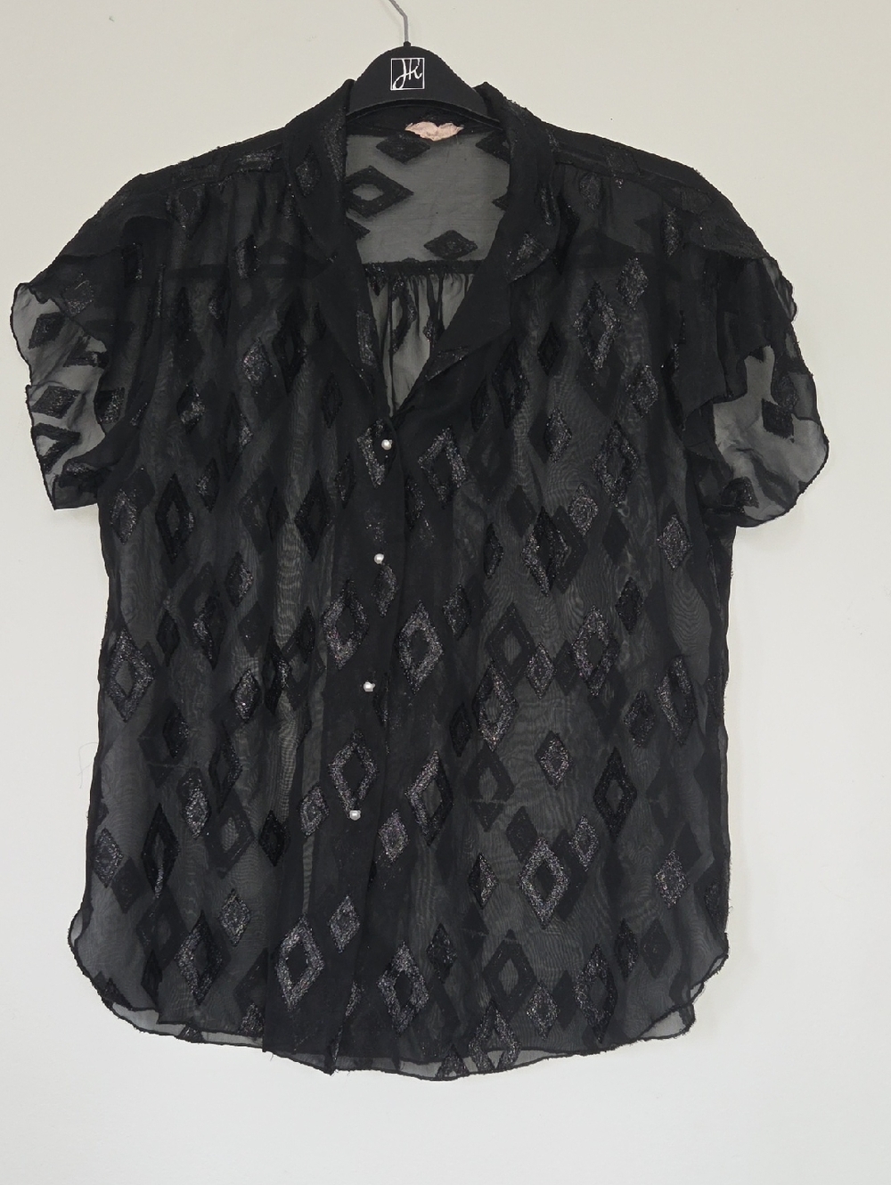 Empire of California Black Sheer Top with Diamond Accent